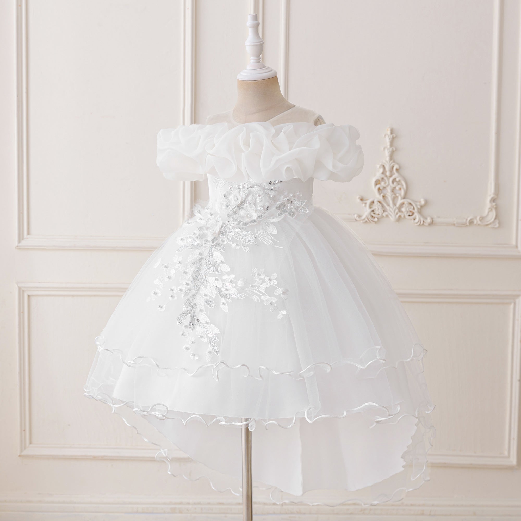 Applique Net Balloon Mini Dress