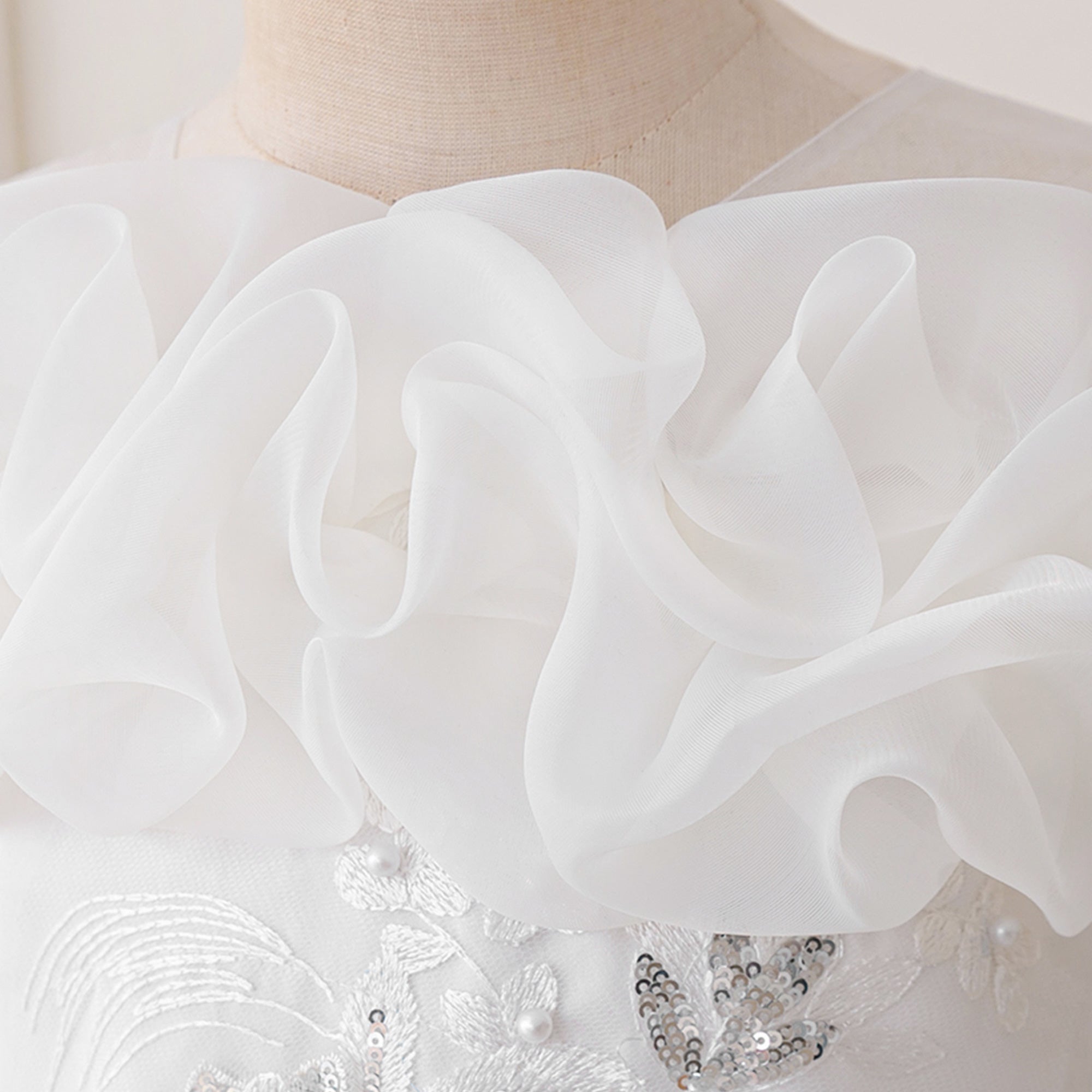 Applique Net Balloon Mini Dress