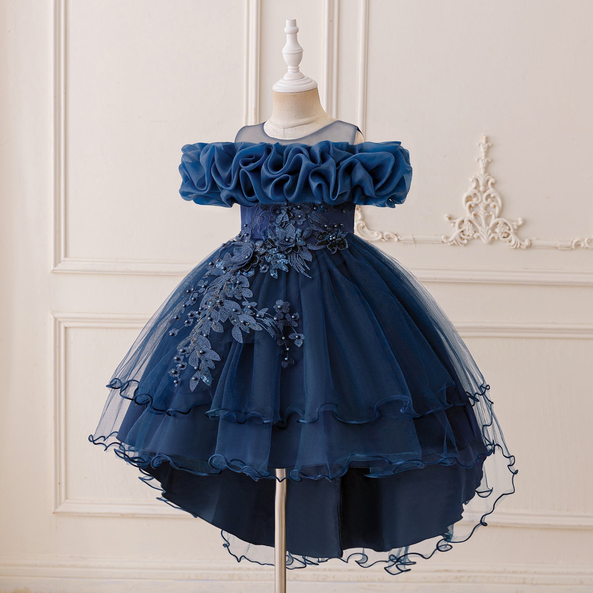 Applique Net Balloon Mini Dress
