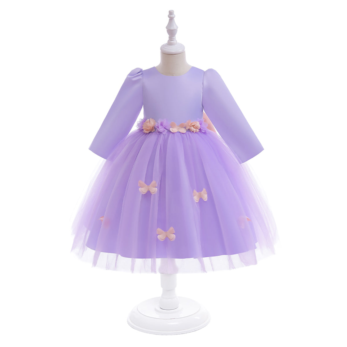 Girls Round Neck Fit and Flare Knee Length Dress