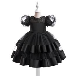 Girls Embellished Puff Sleeve Fit and Flare Dress
