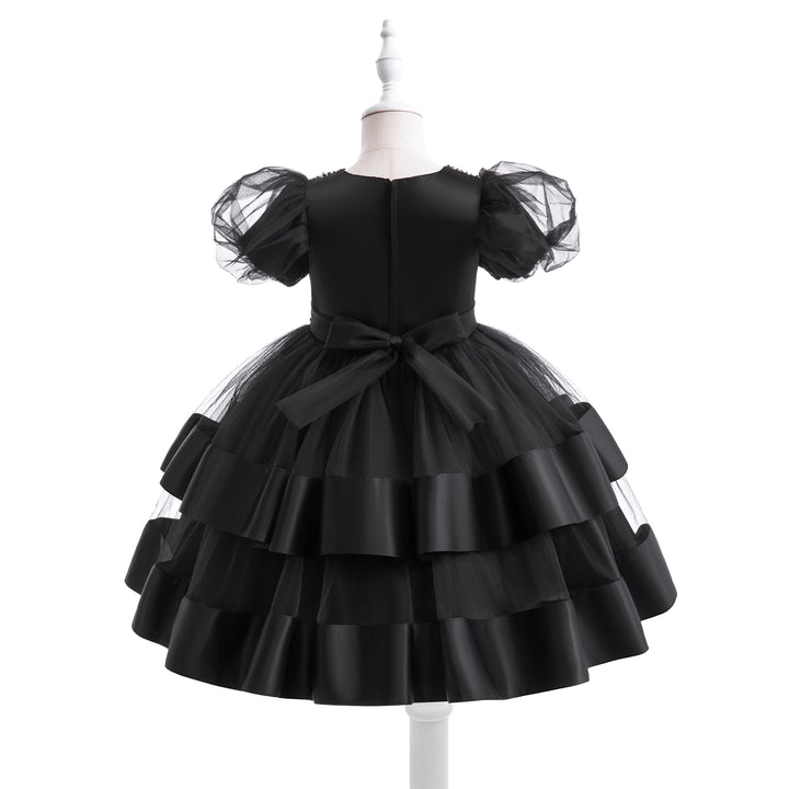 Girls Embellished Puff Sleeve Fit and Flare Dress