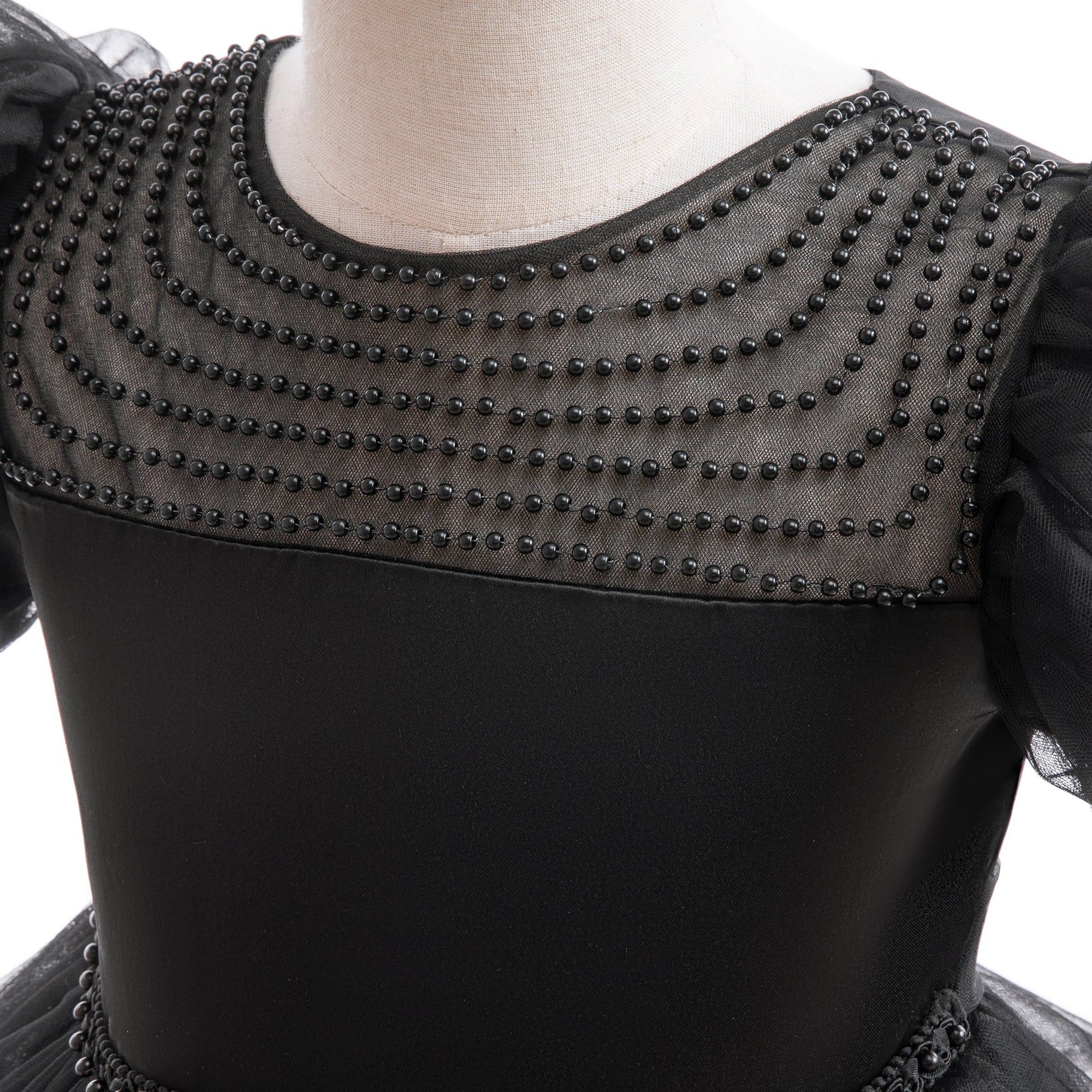 Girls Embellished Puff Sleeve Fit and Flare Dress