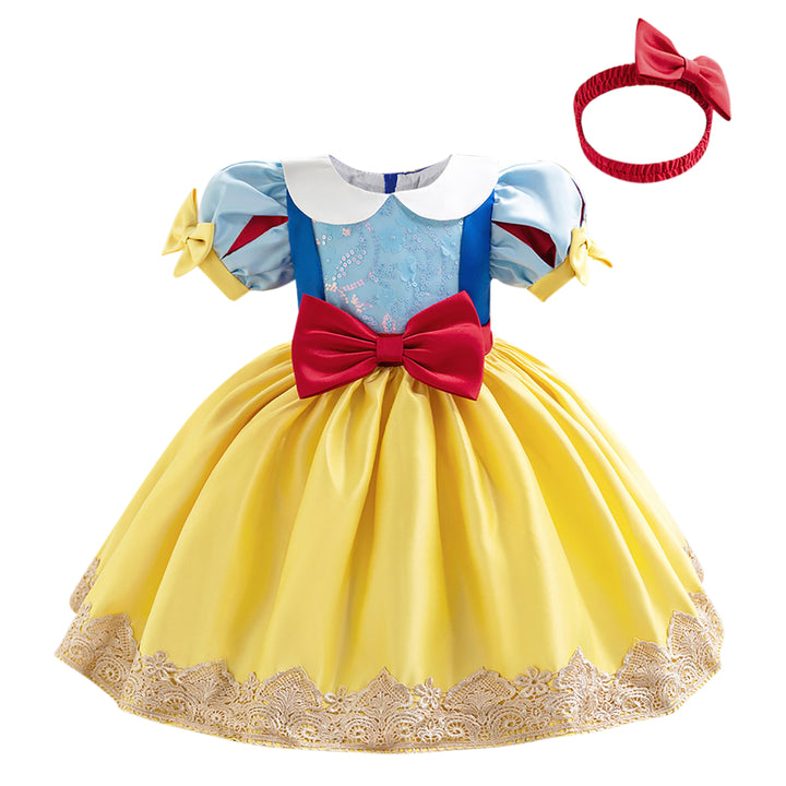 Girls Puff Sleeve Fit and Flare Dress