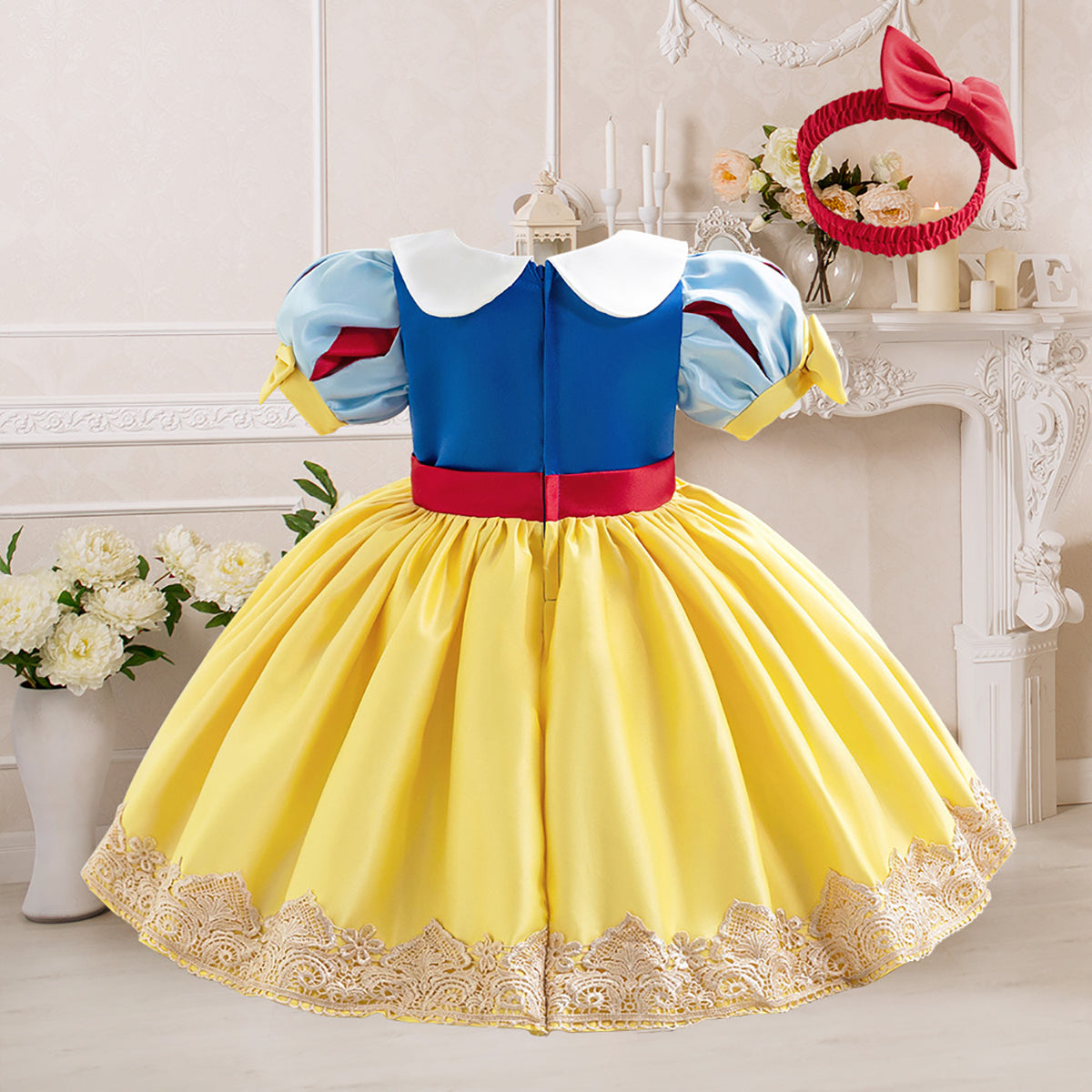 Girls Puff Sleeve Fit and Flare Dress