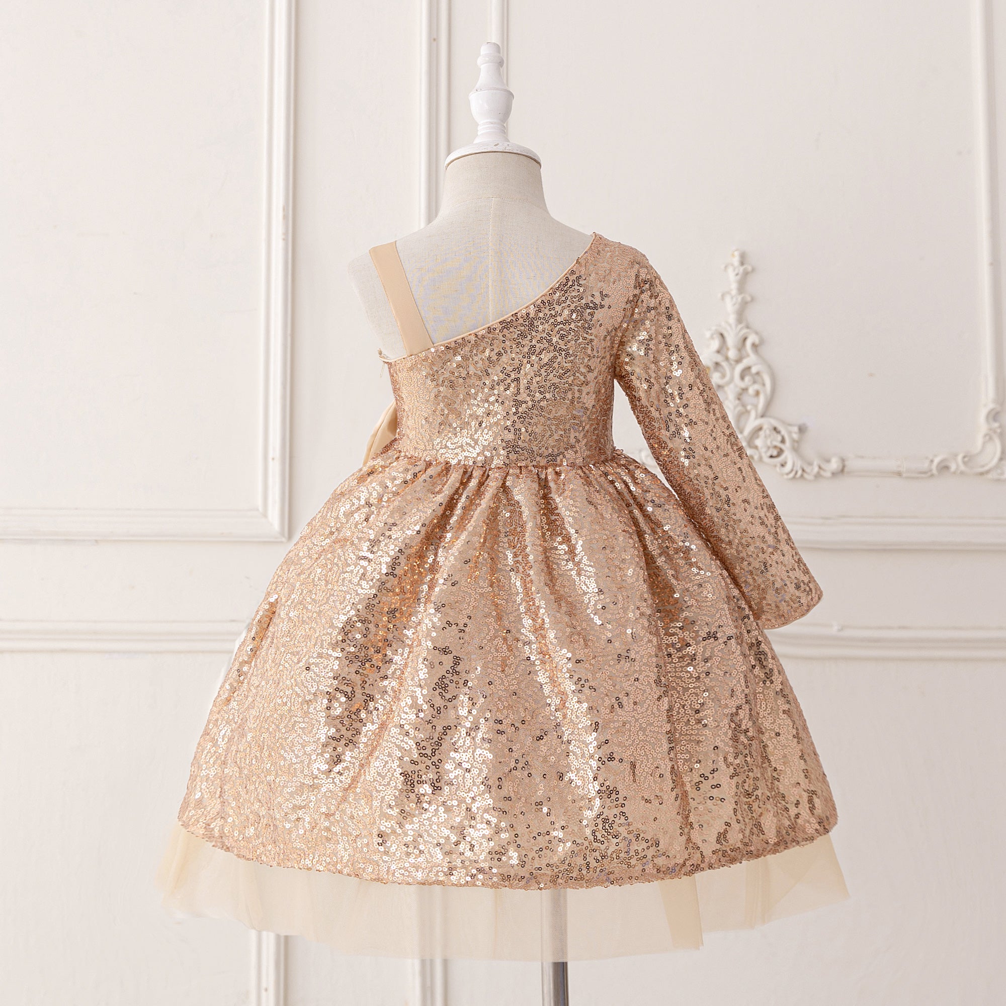Girls Embellished One Shoulder A-Line Midi Dress