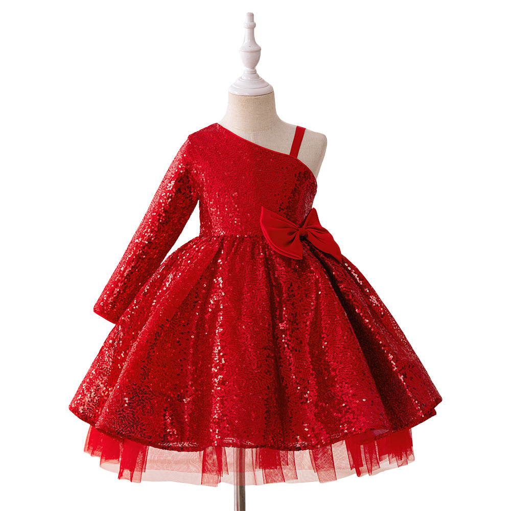 Girls Embellished One Shoulder Fit & Flare Dress