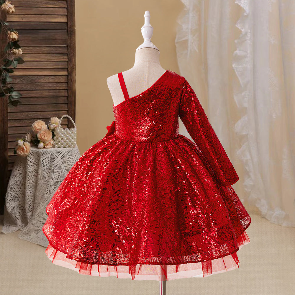 Girls Embellished One Shoulder Fit & Flare Dress