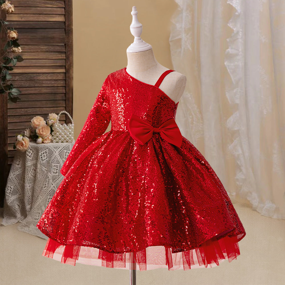 Girls Embellished One Shoulder Fit & Flare Dress