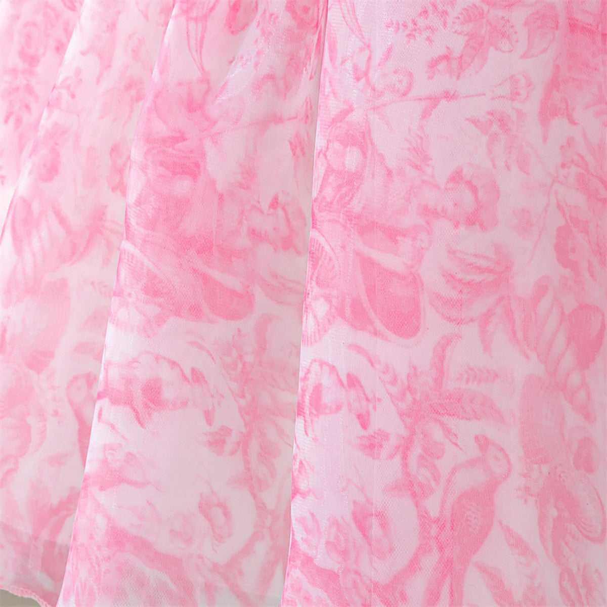 Print Puff Sleeve Ruffled A-Line Dress