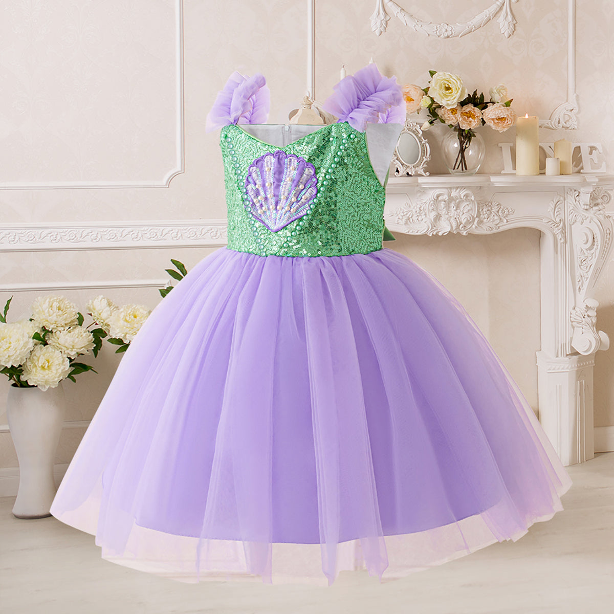 kids girls Ruffled Balloon Gown Dress