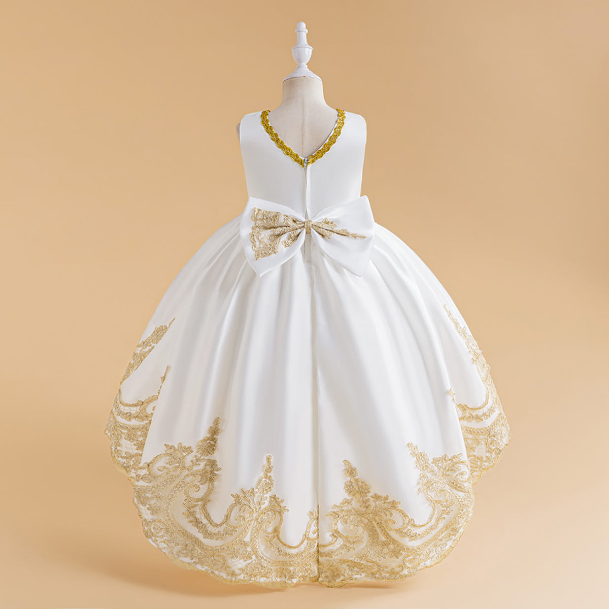 Girls Ethnic Motifs Embroidered High-Low Fit and Flare Midi Dress