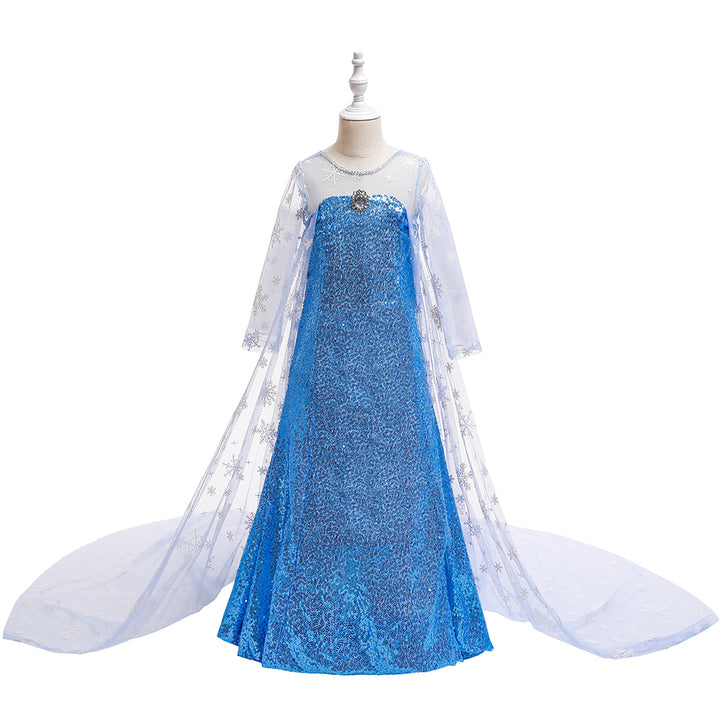 Girls Blue Embellished A-Line Maxi Dress