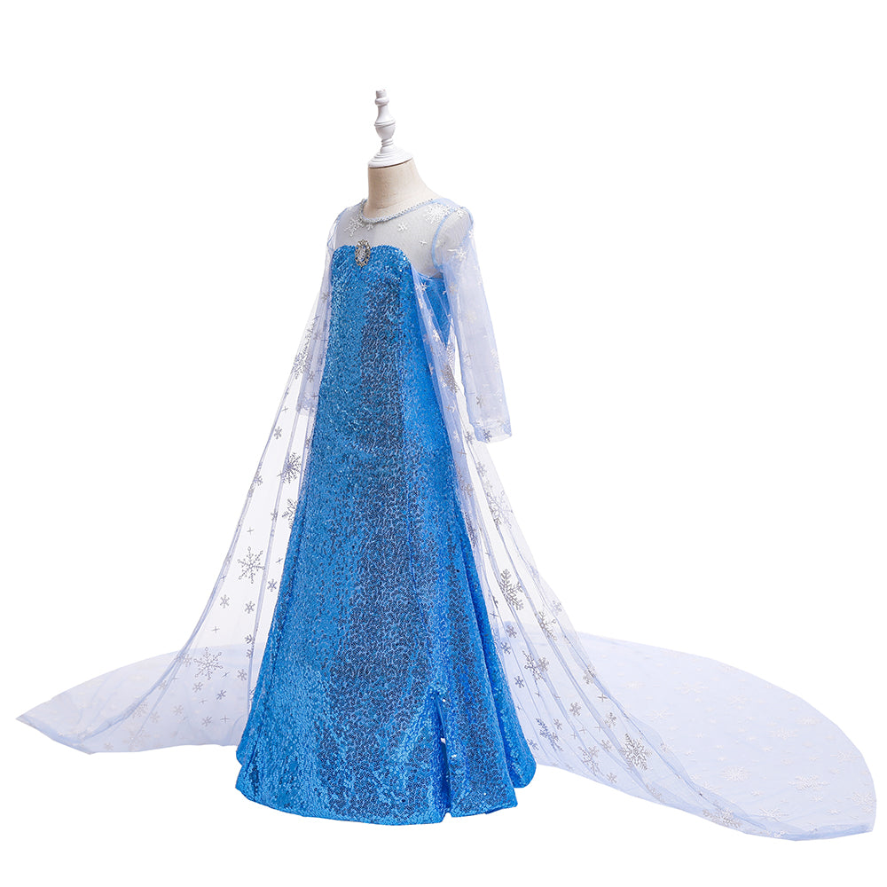 Girls Blue Embellished A-Line Maxi Dress