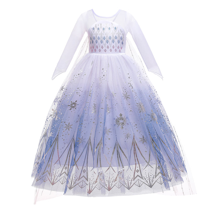 Girls Self Design Embellished Long Sleeves Cotton Maxi Dress