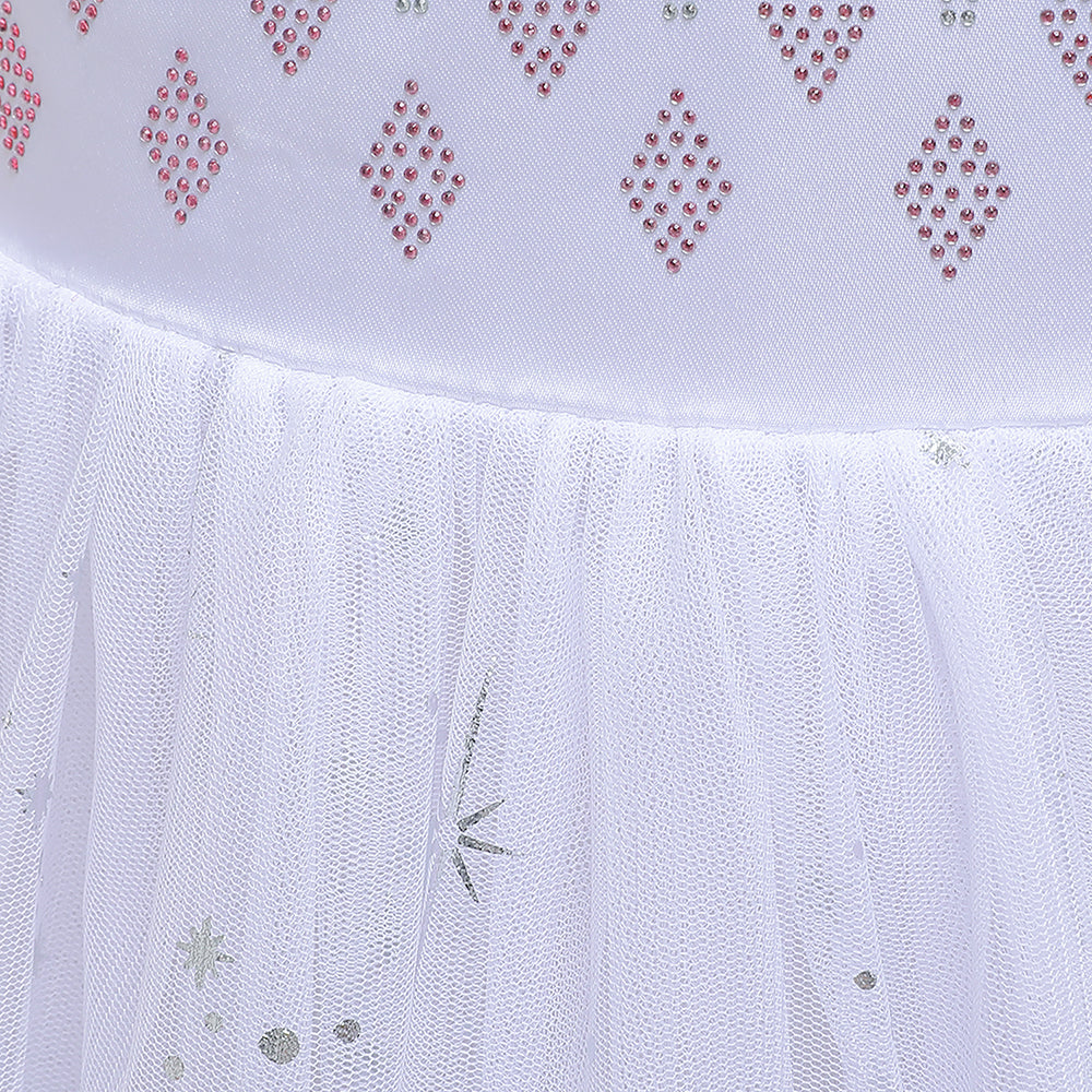 Girls Self Design Embellished Long Sleeves Cotton Maxi Dress