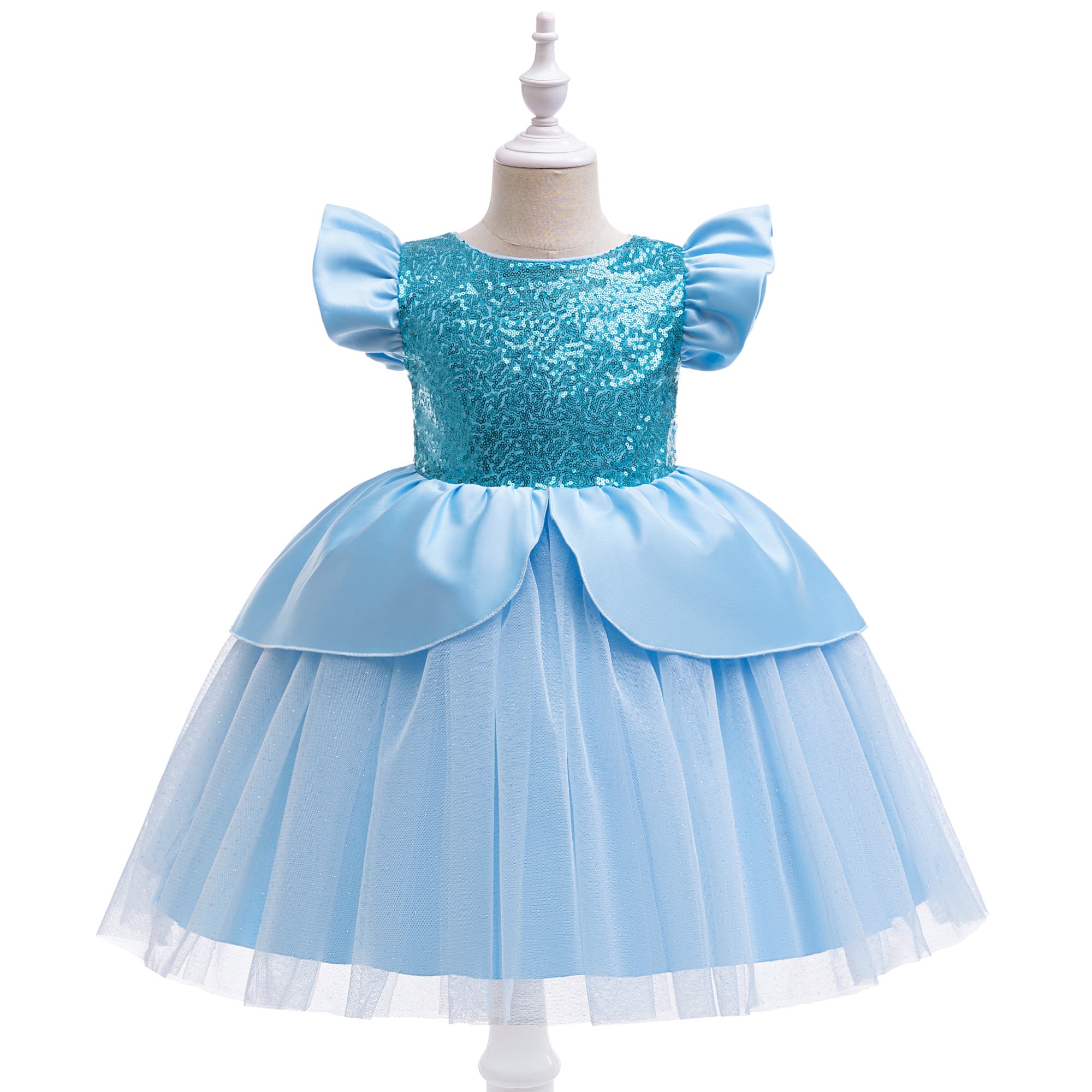 Girls Embellished Sequined A-Line Dress