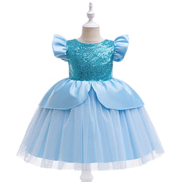 Girls Embellished Sequined A-Line Dress