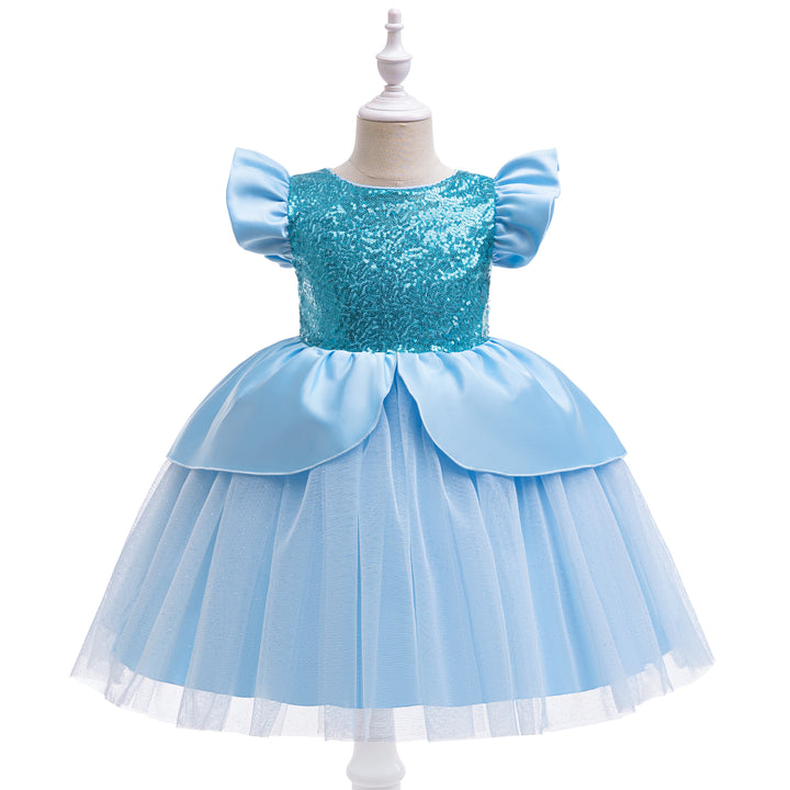 Girls Embellished Sequined A-Line Dress