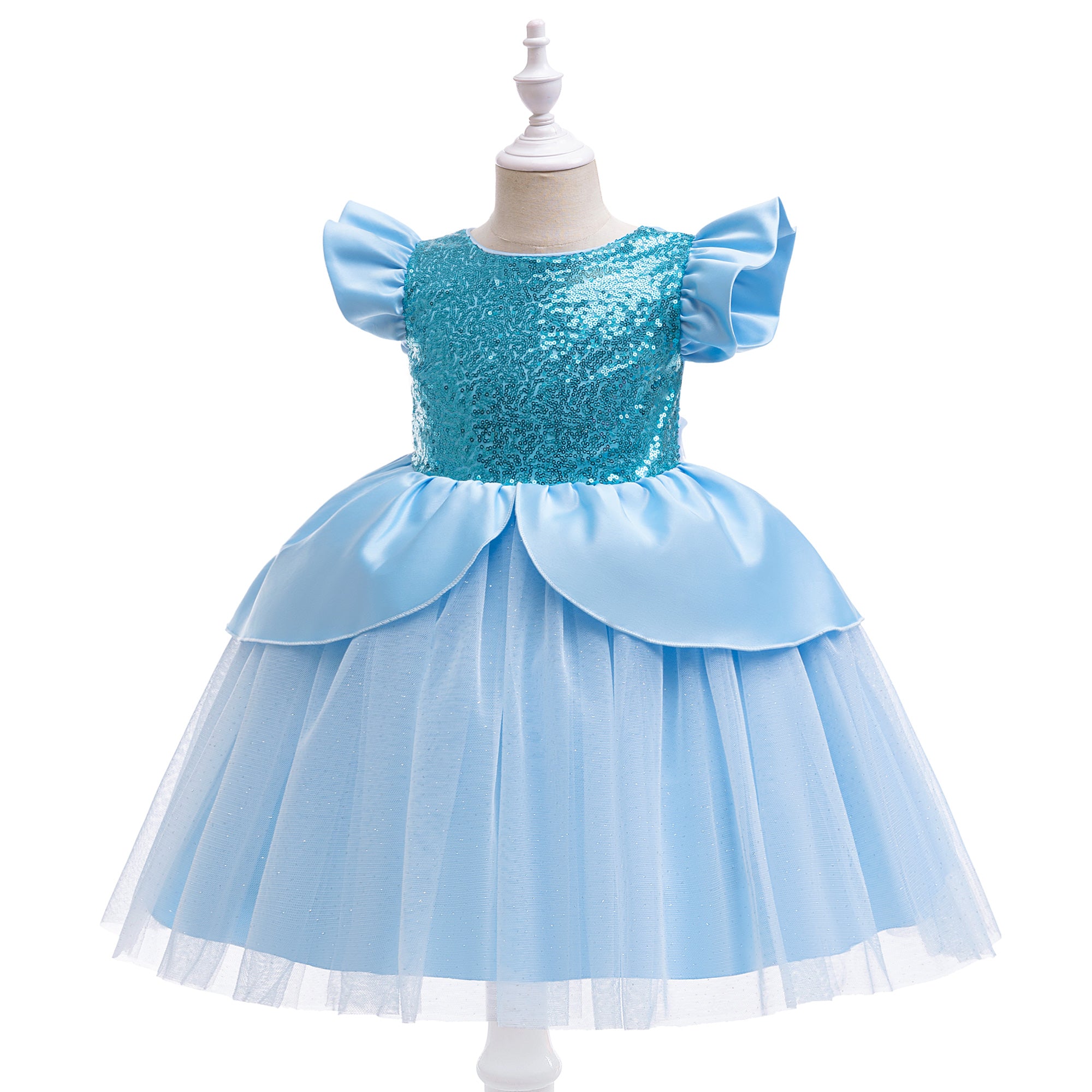Girls Embellished Sequined A-Line Dress