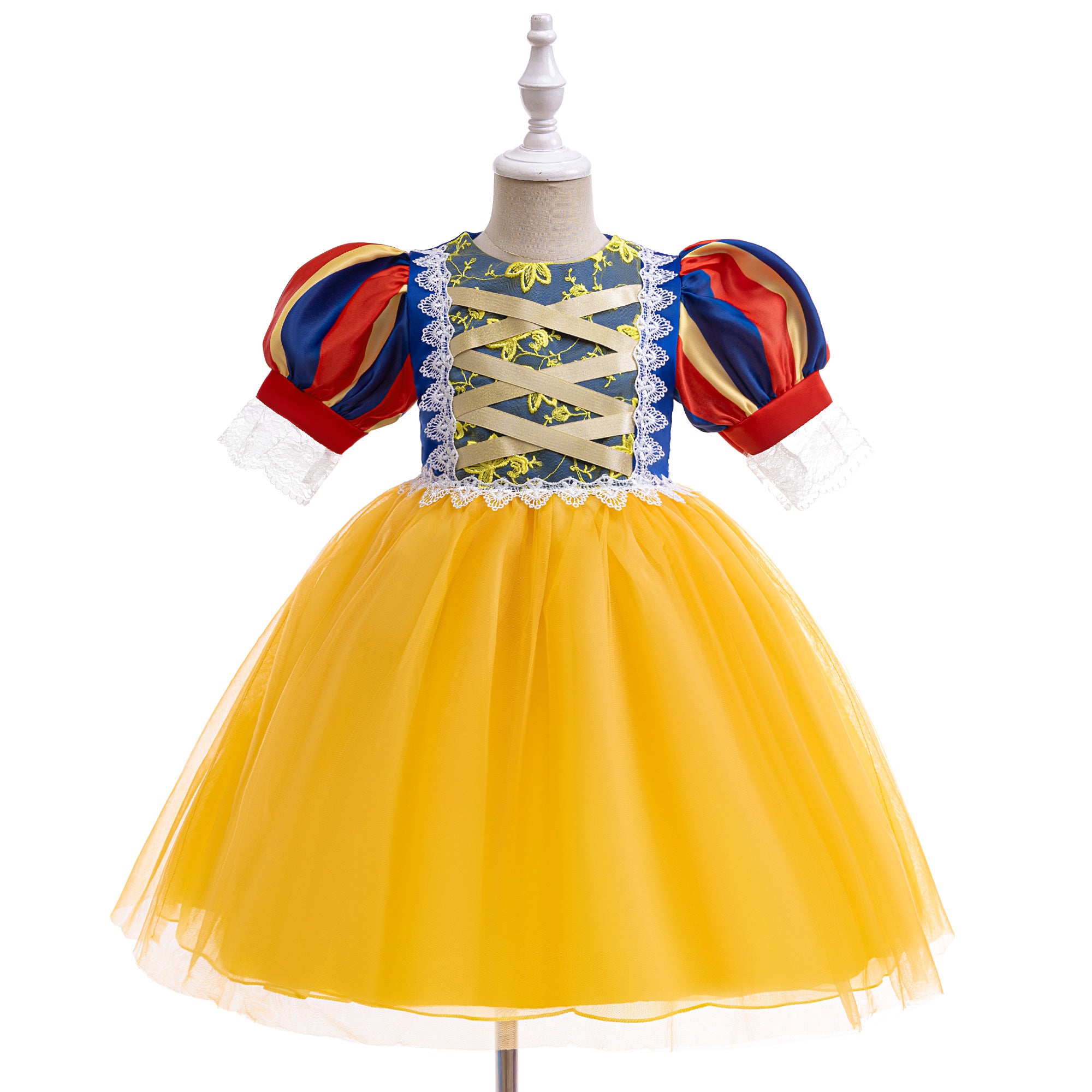 Girls Puff Sleeve Fit and Flare Dress