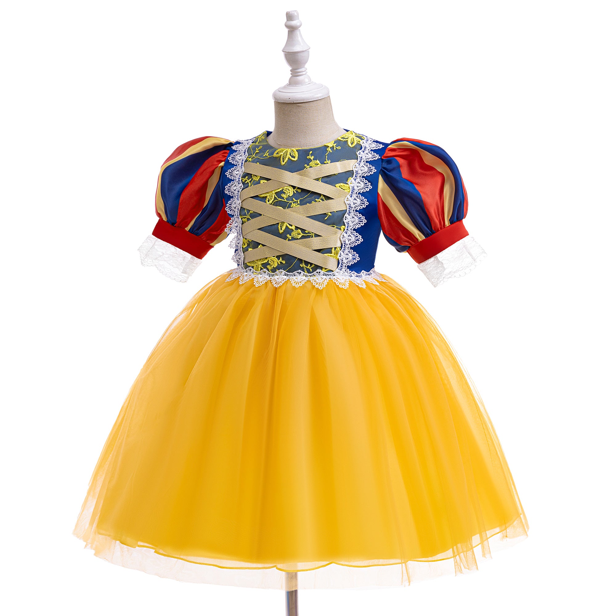 Girls Puff Sleeve Fit and Flare Dress