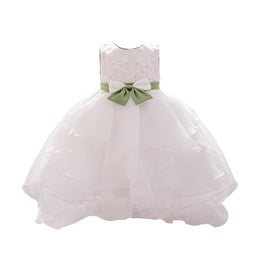 Girls Embroidered Layered Chiffon A-Line Midi Dress