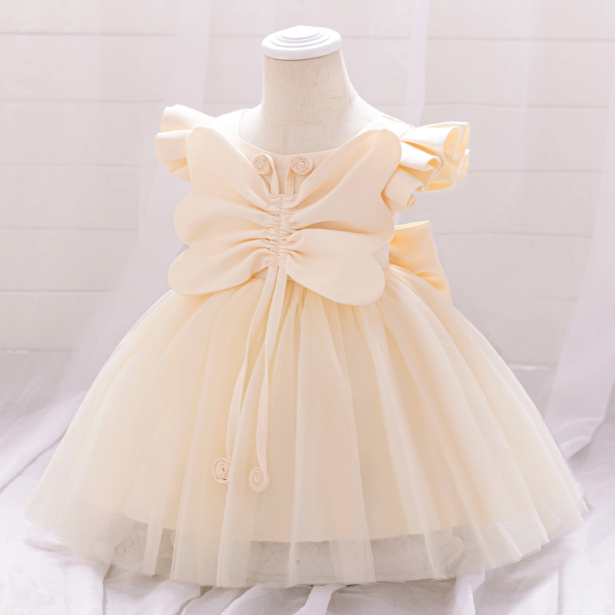StyleCast x Girl Solid Revolte Flared Sleeve Chiffon A-Line Midi Dress