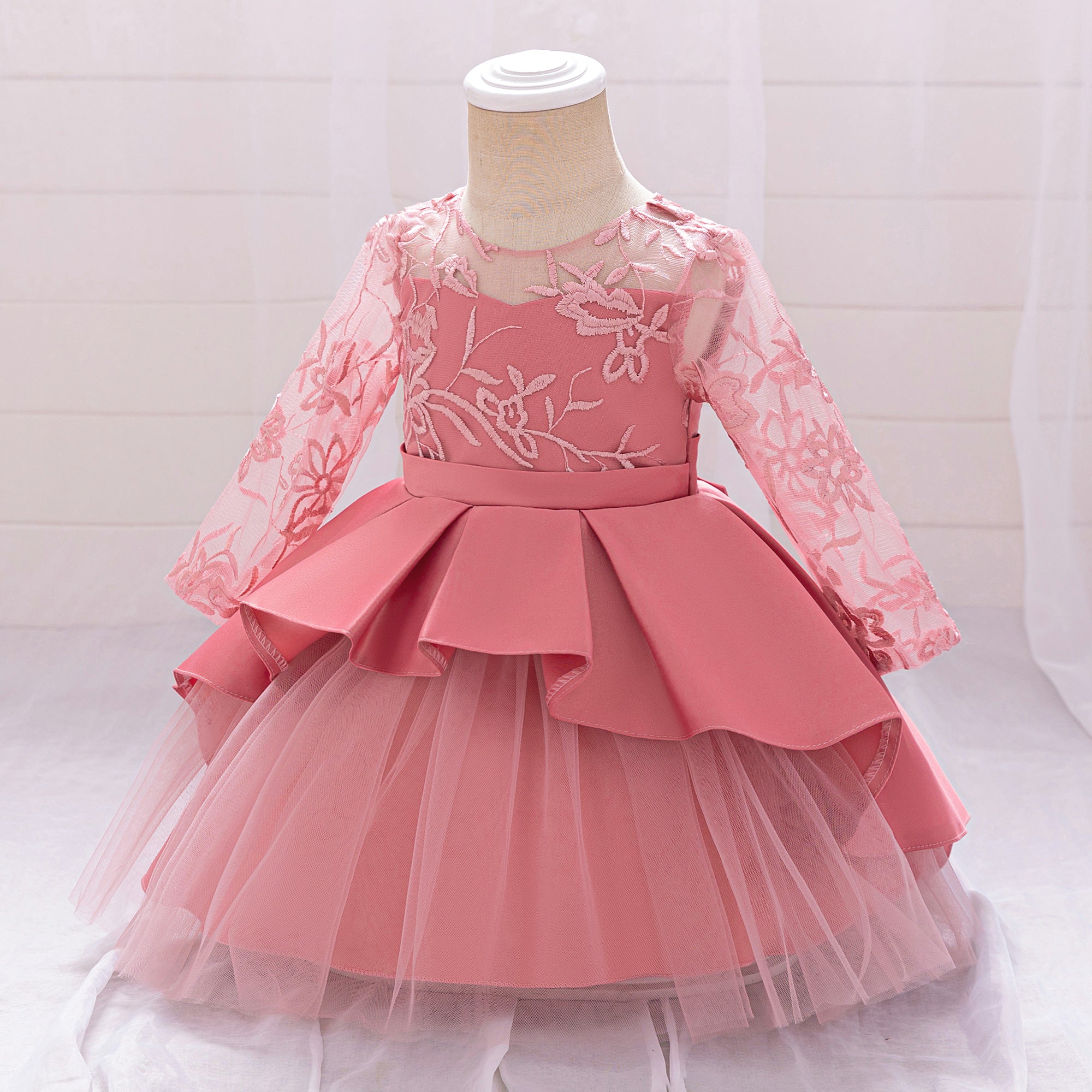 Girls Embroidered Fit and Flare Midi Dress