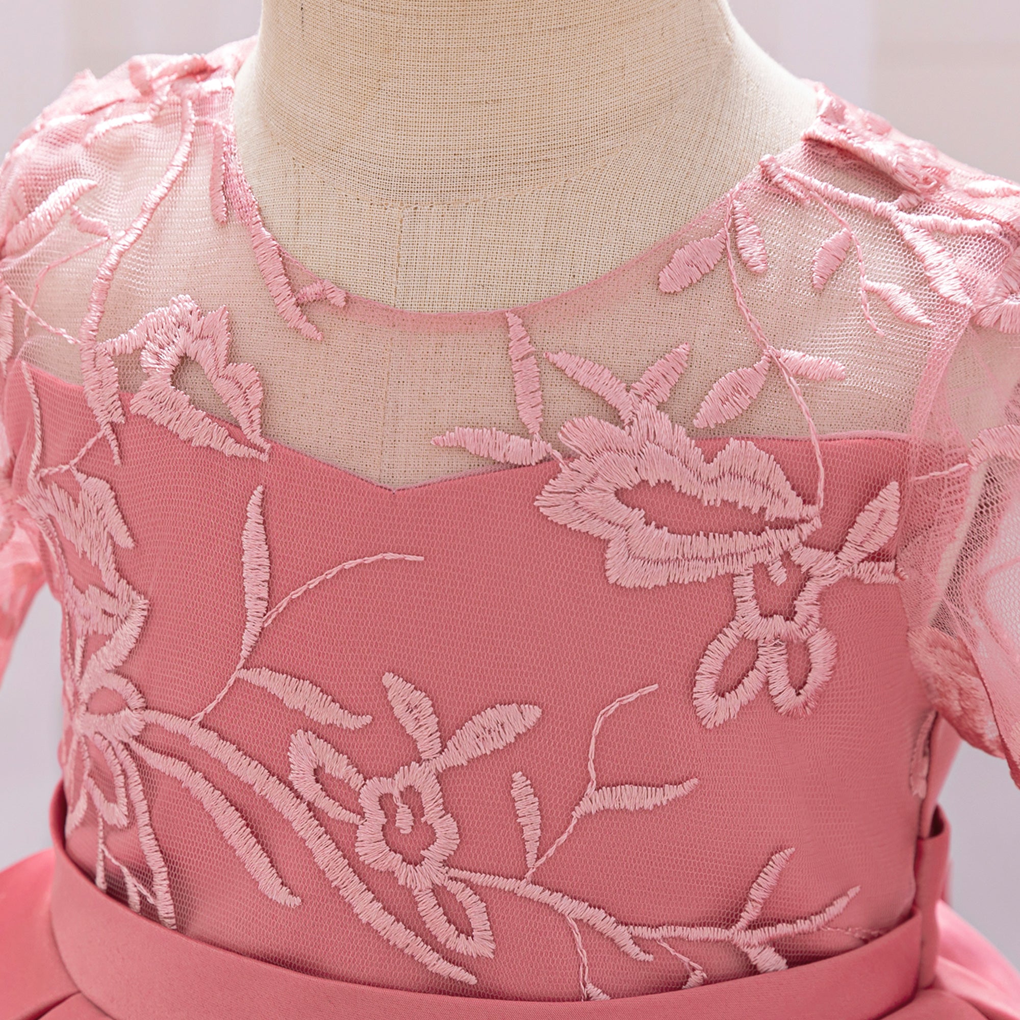 Girls Embroidered Fit and Flare Midi Dress