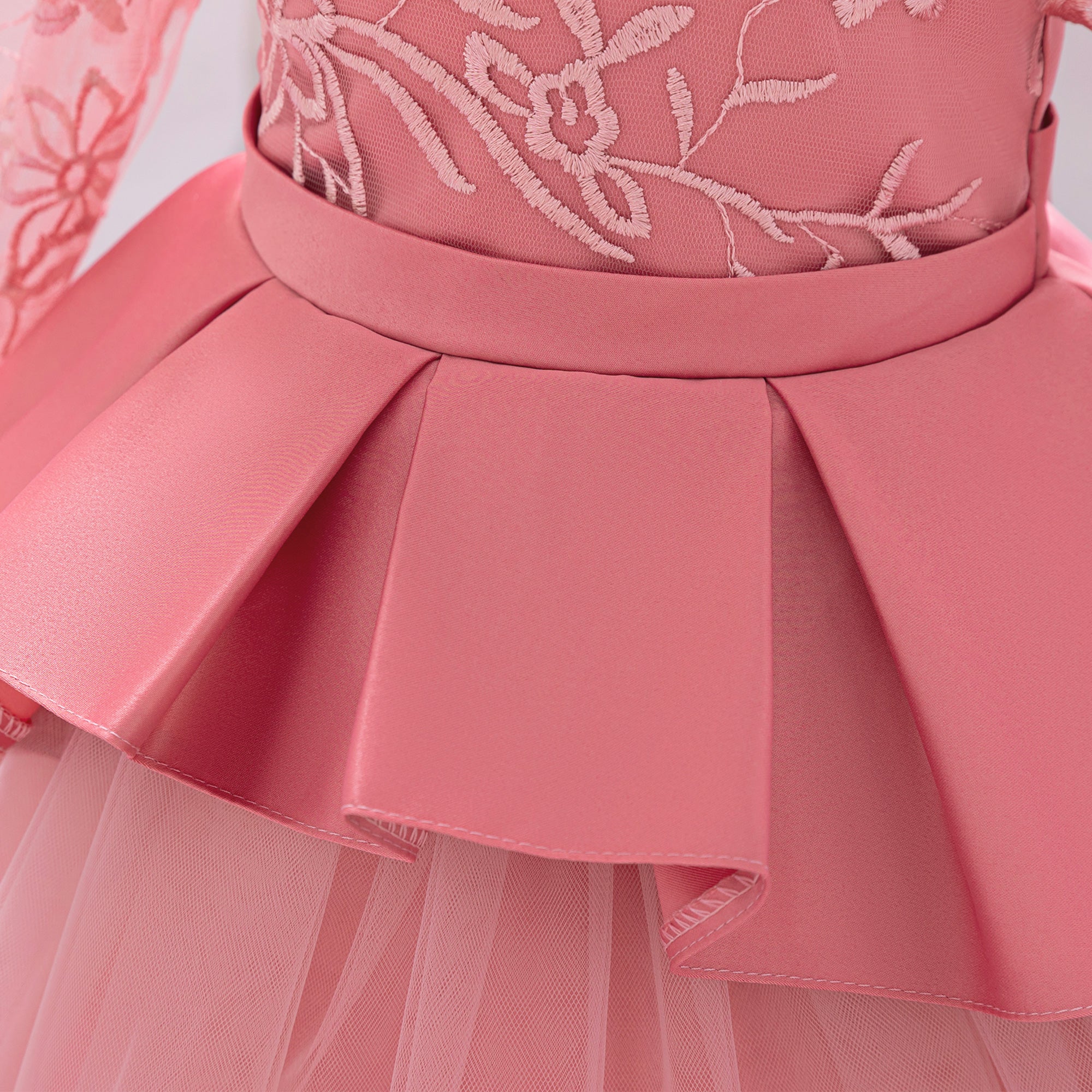 Girls Embroidered Fit and Flare Midi Dress