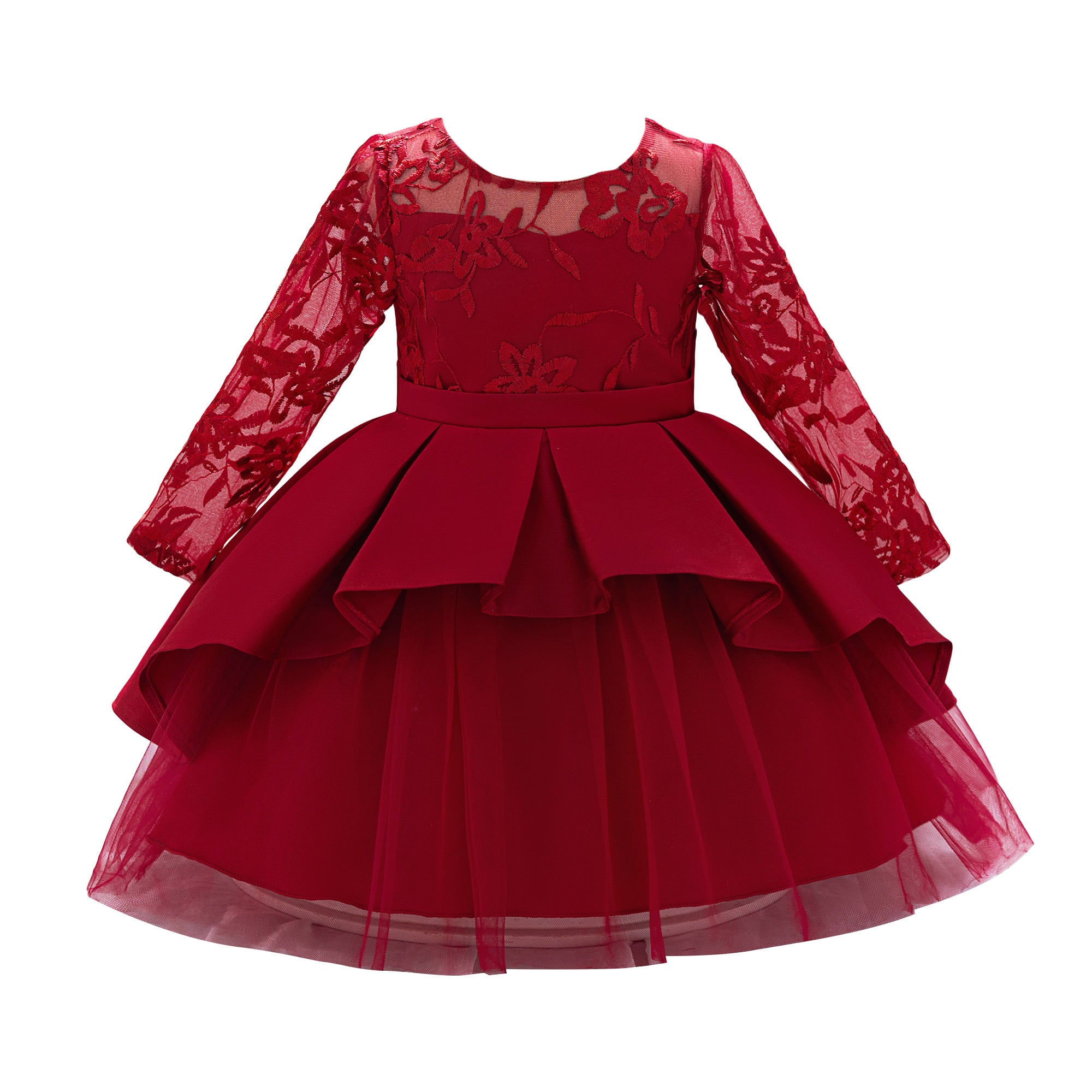 Embroidered Crepe A-Line Midi Dress