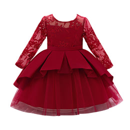 Embroidered Crepe A-Line Midi Dress