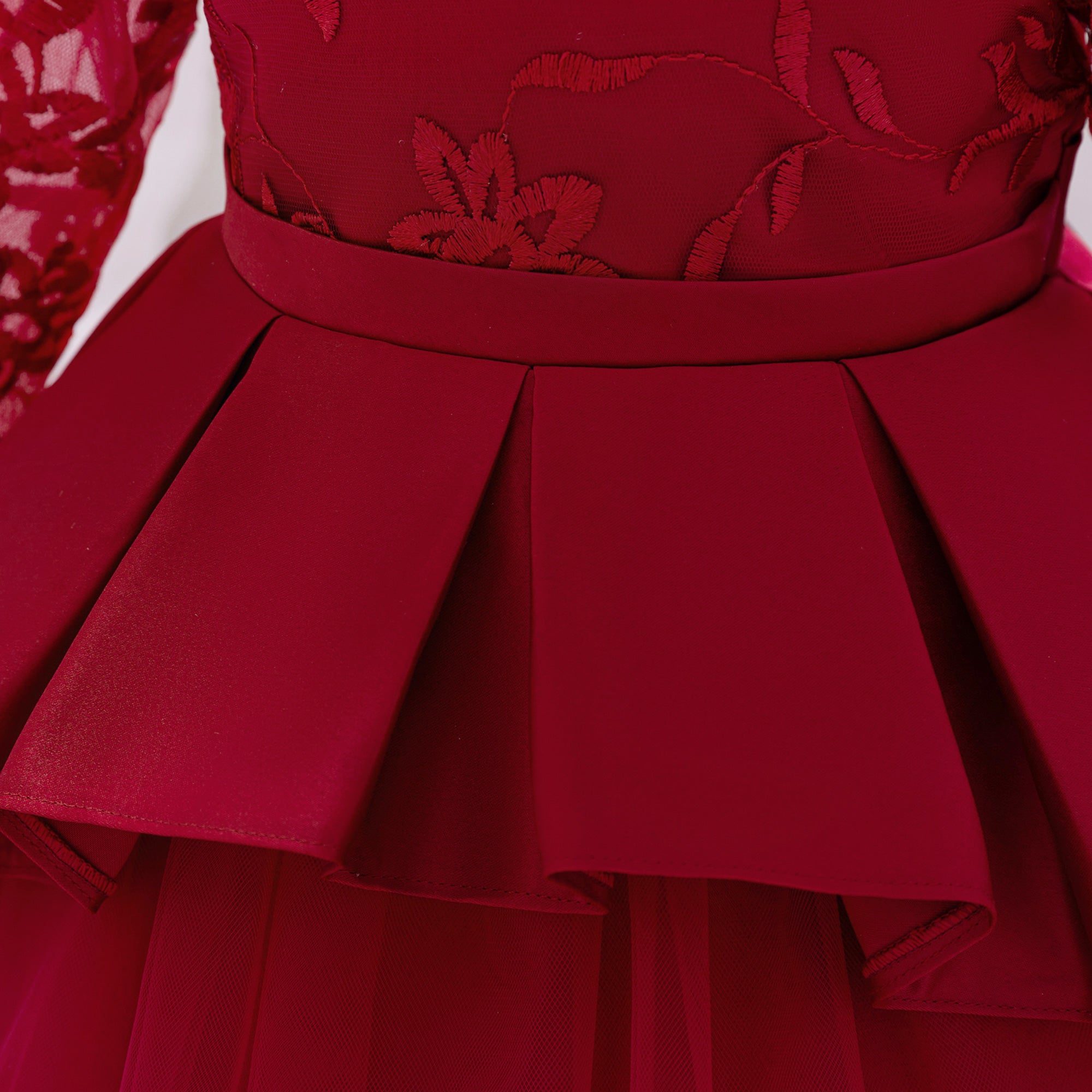 Embroidered Crepe A-Line Midi Dress