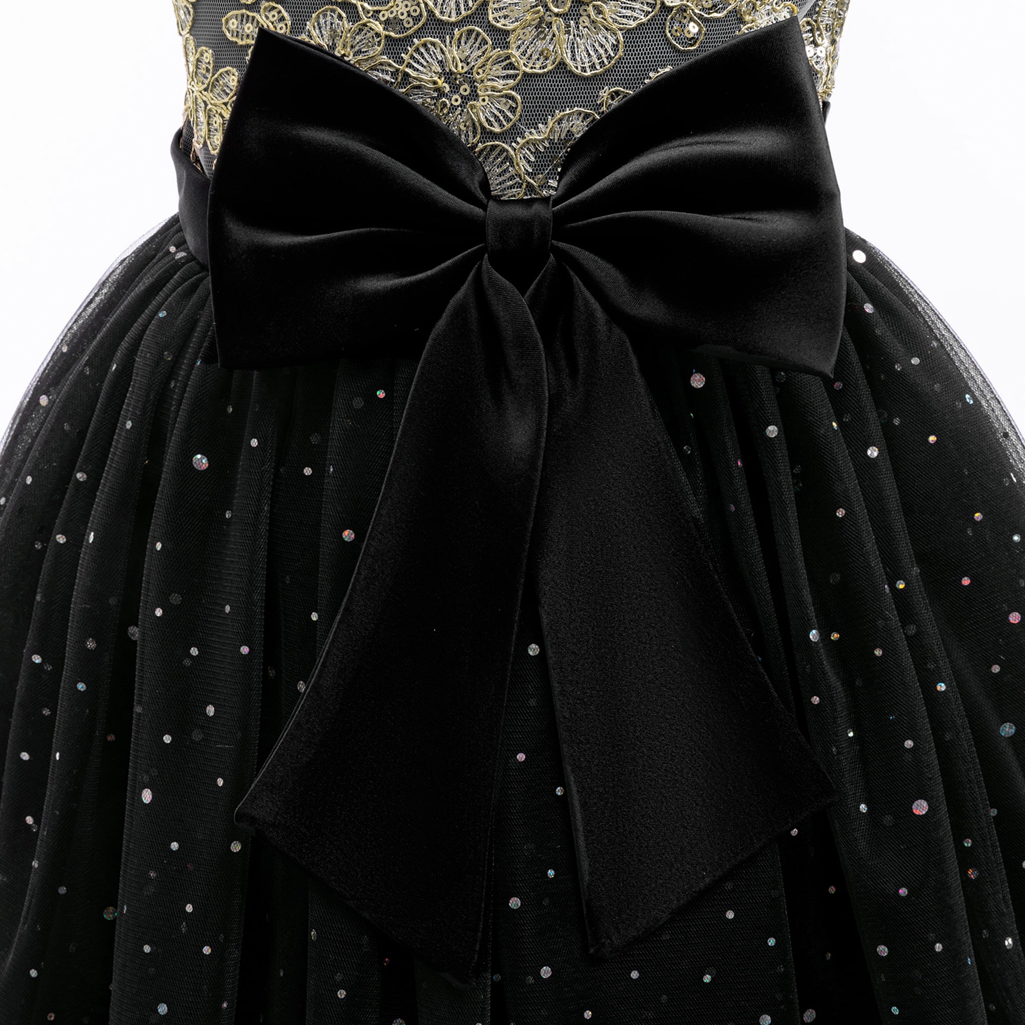 Girls Applique Net Balloon Mini Dress