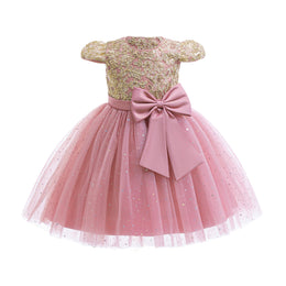 Girls Applique Net Balloon Mini Dress