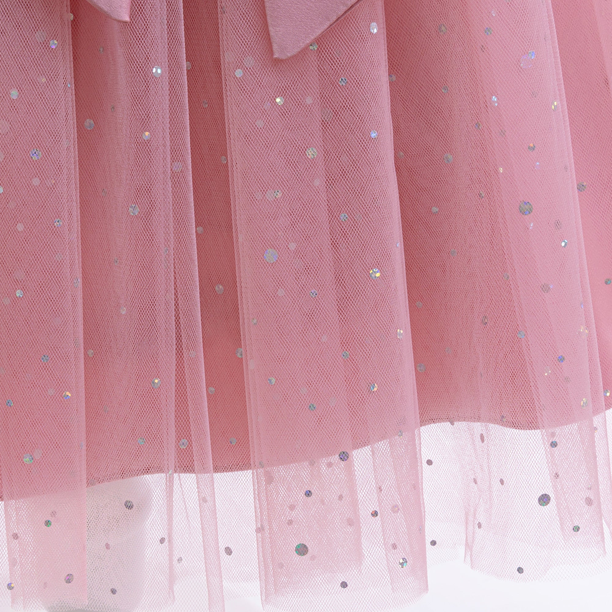 Girls Applique Net Balloon Mini Dress