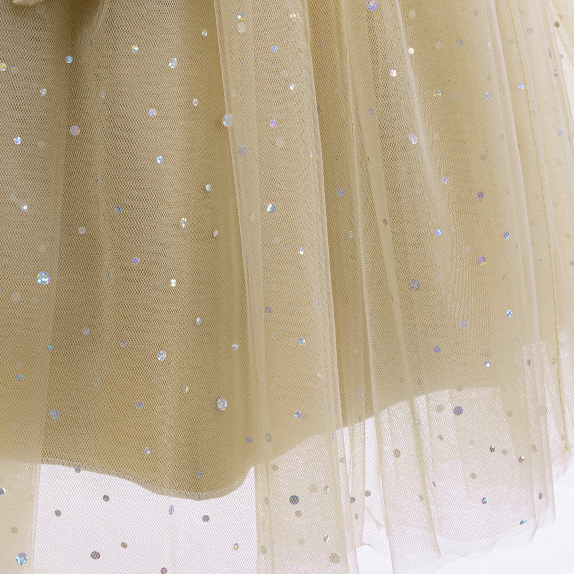 Girls Belted Net Fit & Flare Knee Length Dress