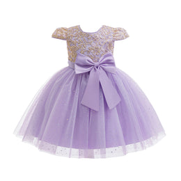 Girls Embellished Bow Detailed Net Tulle Dress