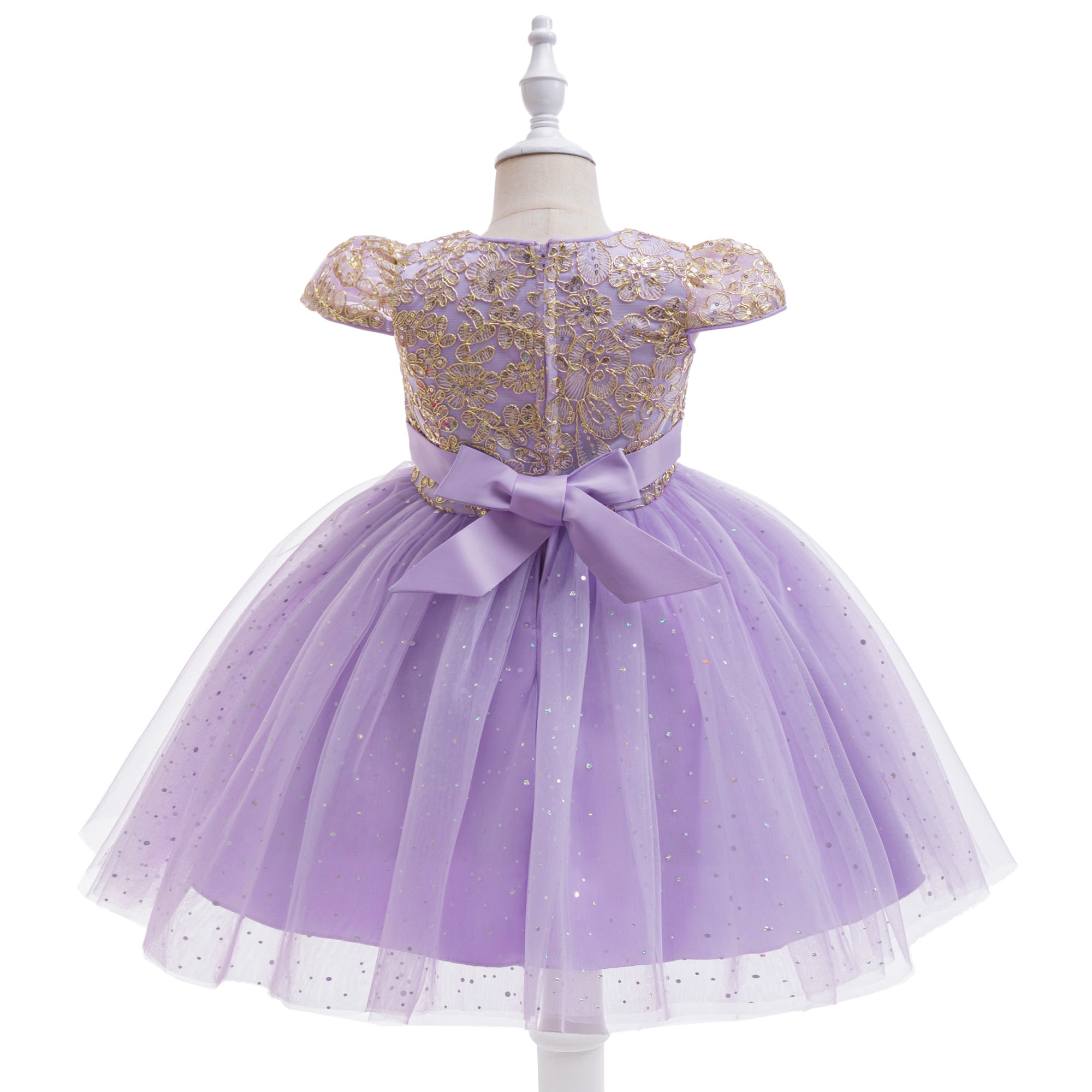 Girls Embellished Bow Detailed Net Tulle Dress