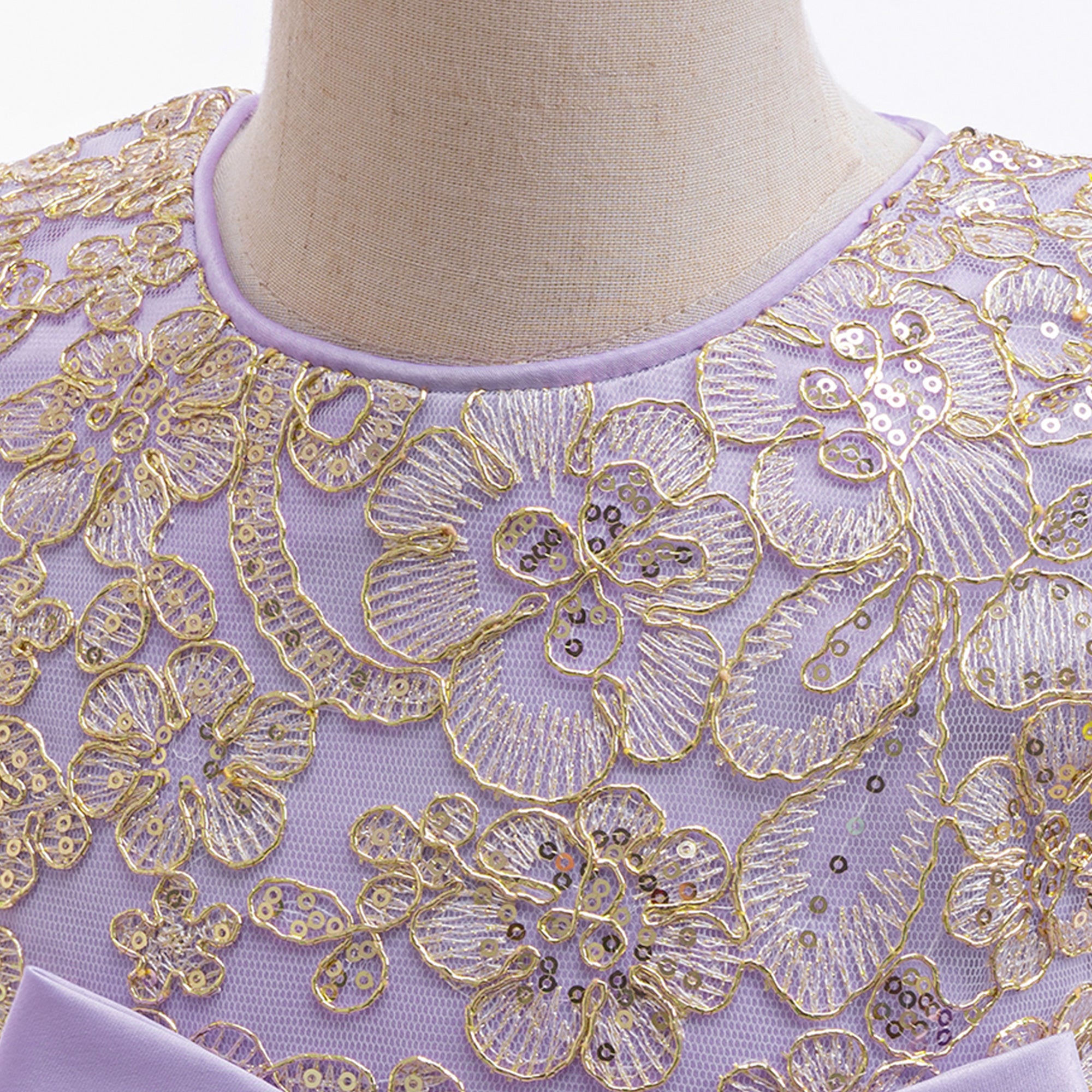 Girls Embellished Bow Detailed Net Tulle Dress