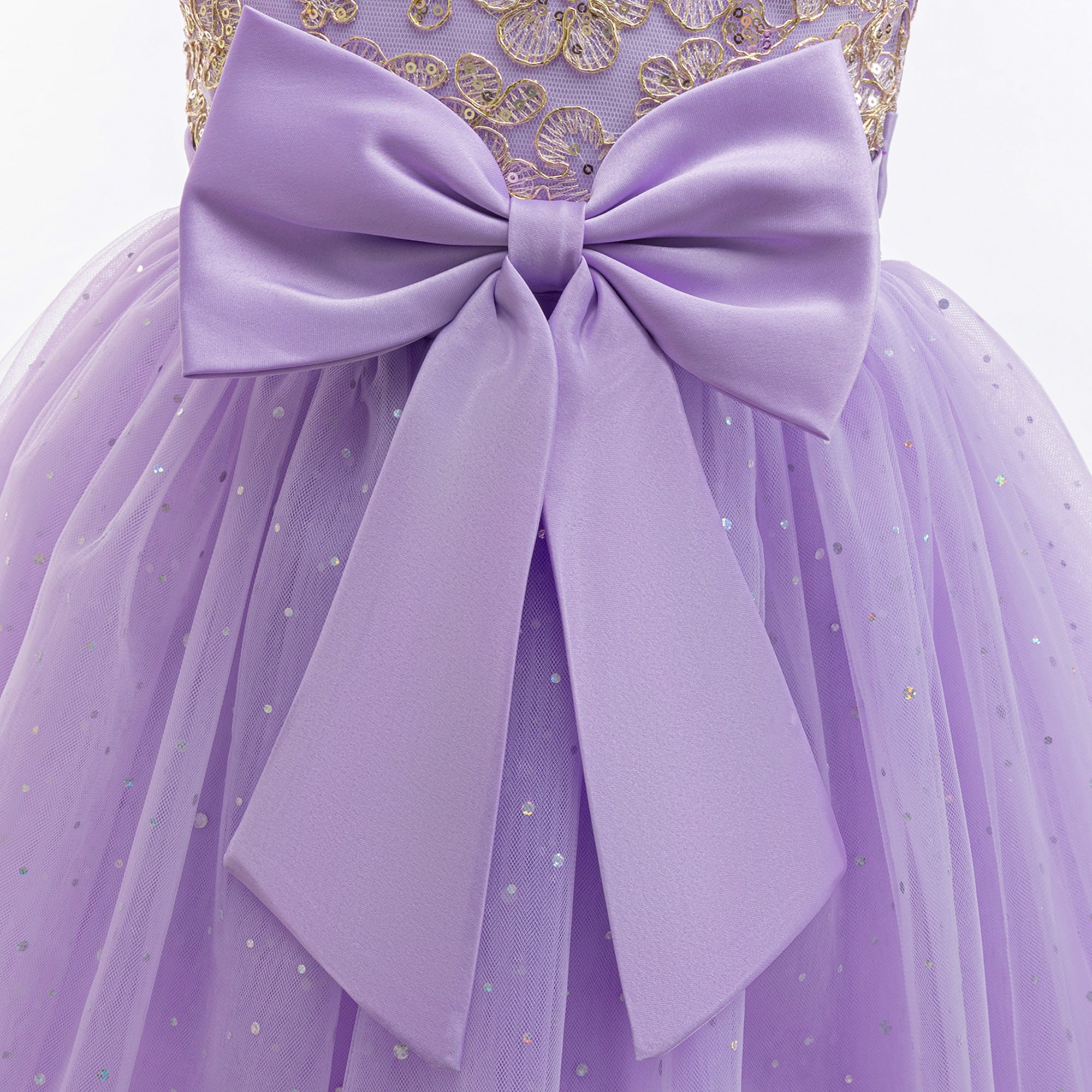 Girls Embellished Bow Detailed Net Tulle Dress