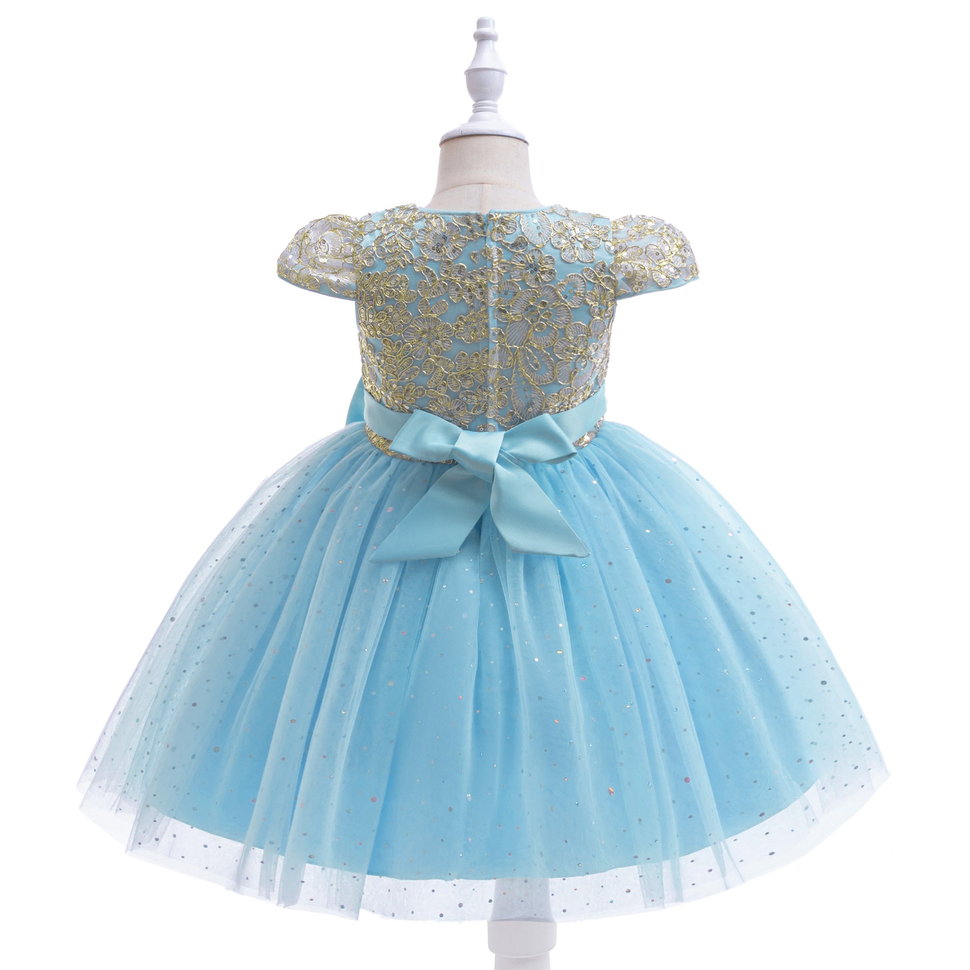 Girls Embellished Net Tulle Fit and Flare Knee Length Mini Dress