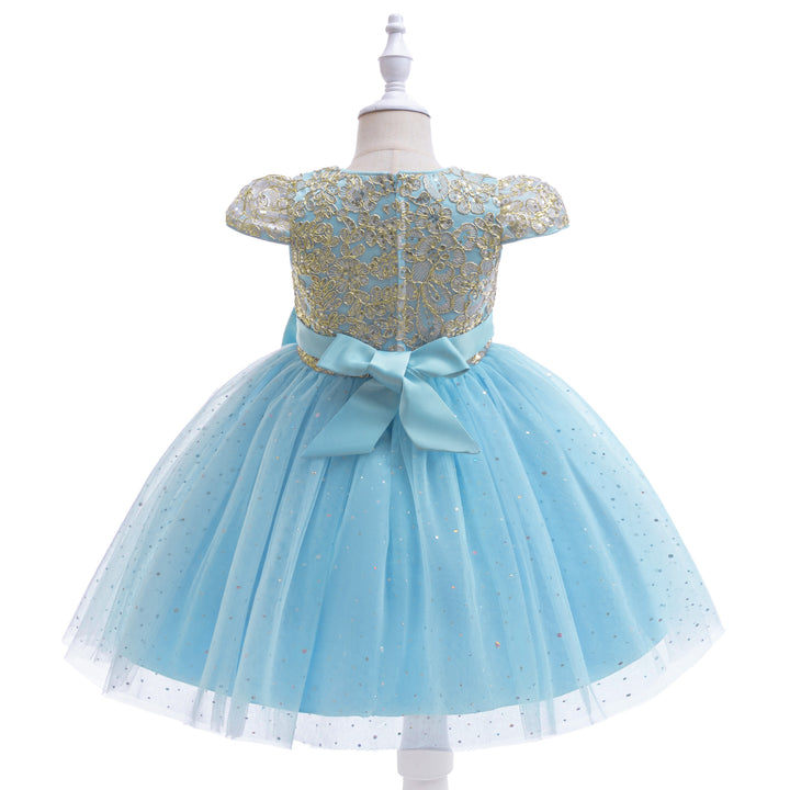 Girls Embellished Net Tulle Fit and Flare Knee Length Mini Dress