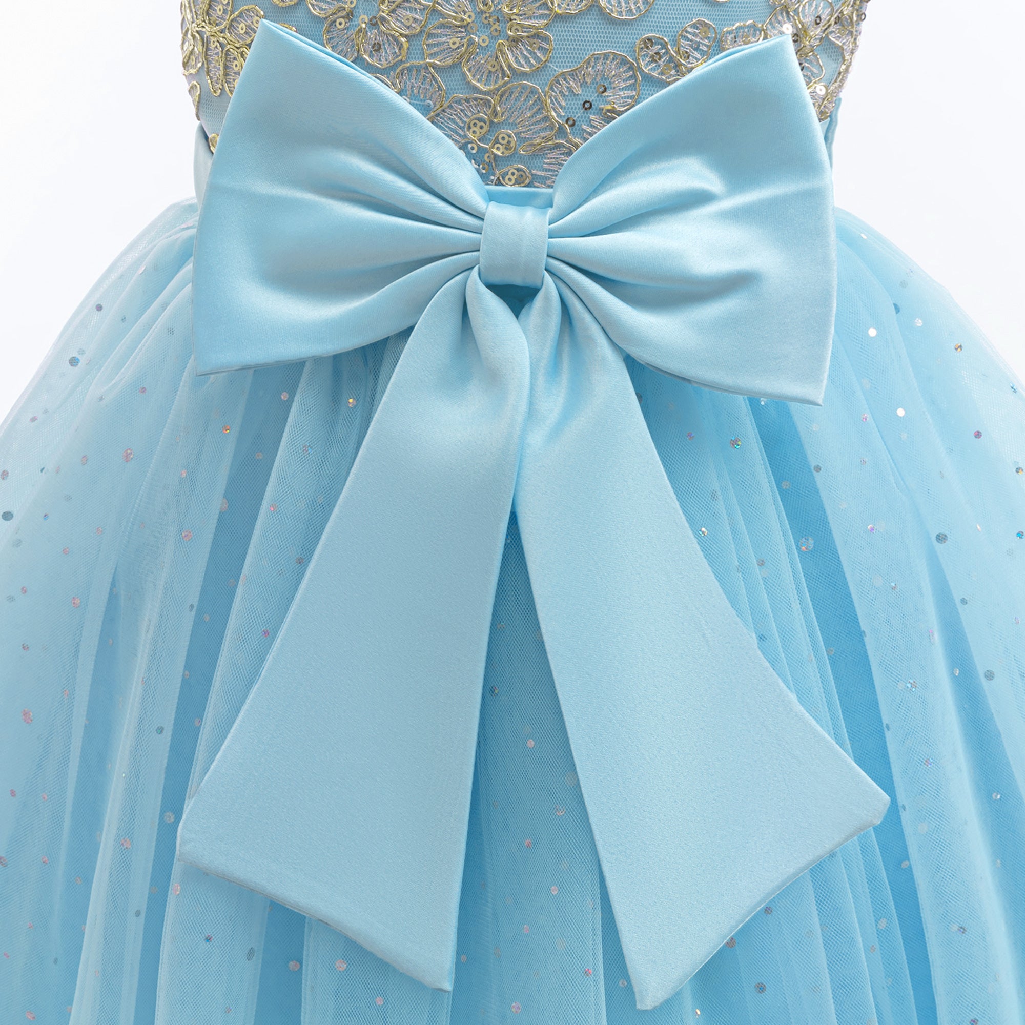 Girls Embellished Net Tulle Fit and Flare Knee Length Mini Dress