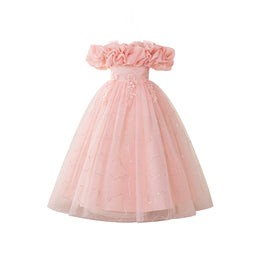 Flared Sleeve Applique A-Line Maxi Dress