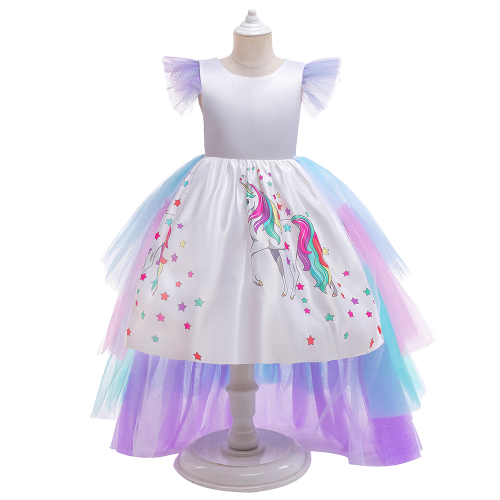 Girls Purple Cartoon Characters Balloon Party Dress