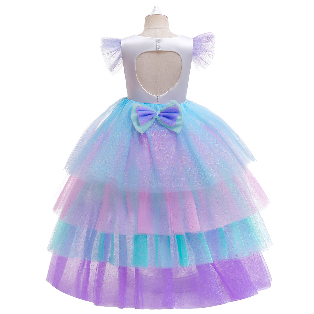 Girls Purple Cartoon Characters Balloon Party Dress