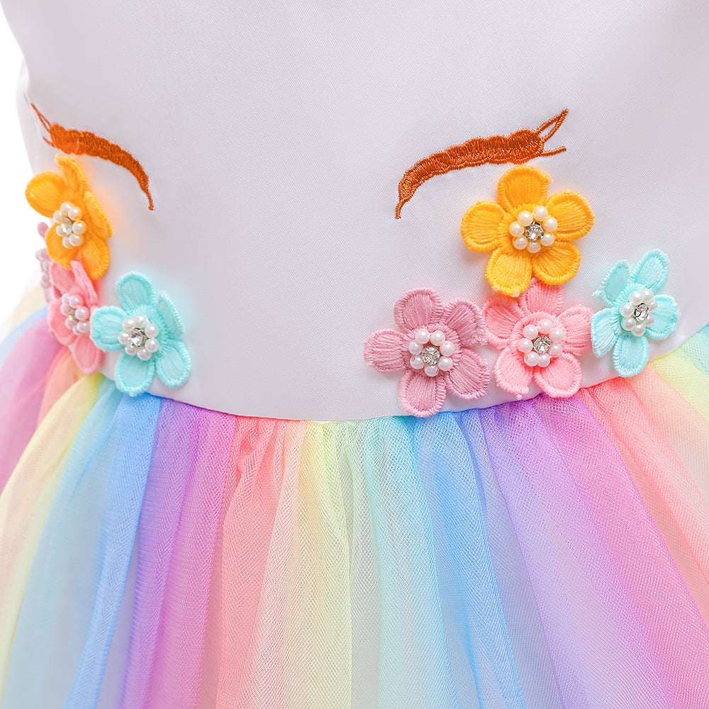 White Floral Print Ruffled Fit & Flare Dress