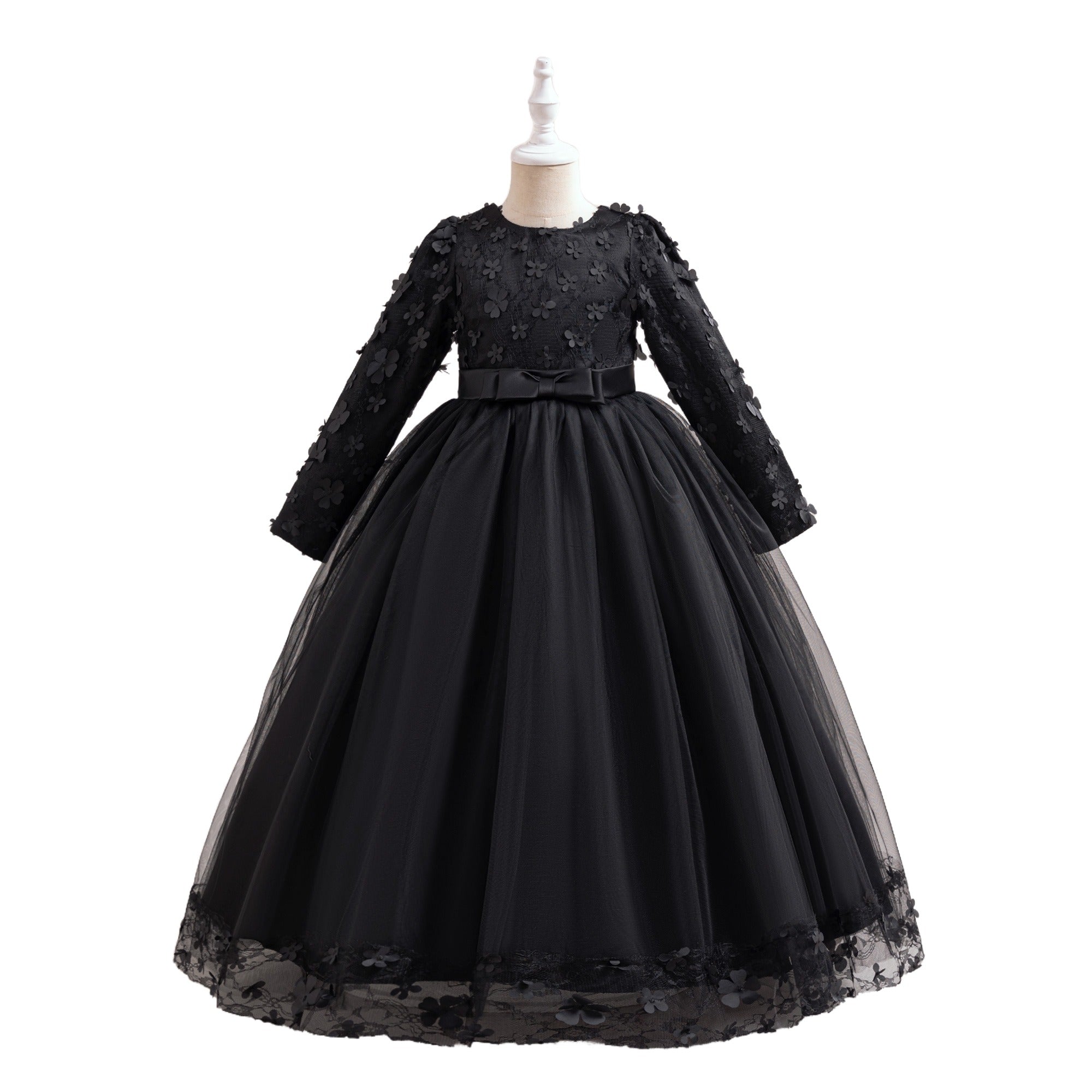 Girls Floral Applique Gown Maxi Dress